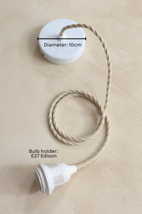 Ceiling Pendant Kit E27 - Twisted Linen-covered electrical cable (Black/White)
