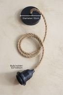 Ceiling Pendant Kit E27 - Twisted Jute-covered electrical cable (Black/White)