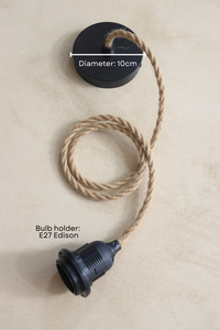 Ceiling Pendant Kit E27 - Twisted Jute-covered electrical cable (Black/White)