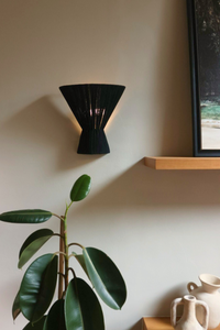Flume Cloth Wall Light in Black - Hardwired or Plug-In