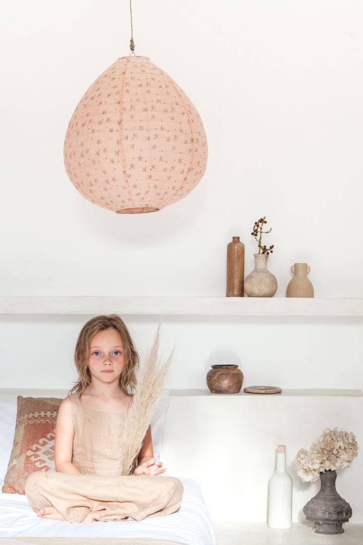 Starshine Charcoal Prints on Blush Linen
