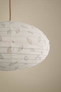 Little leaf prints on off-white linen