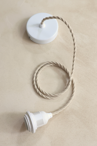 Ceiling Pendant Kit E27 - Twisted Linen-covered electrical cable (Black/White)