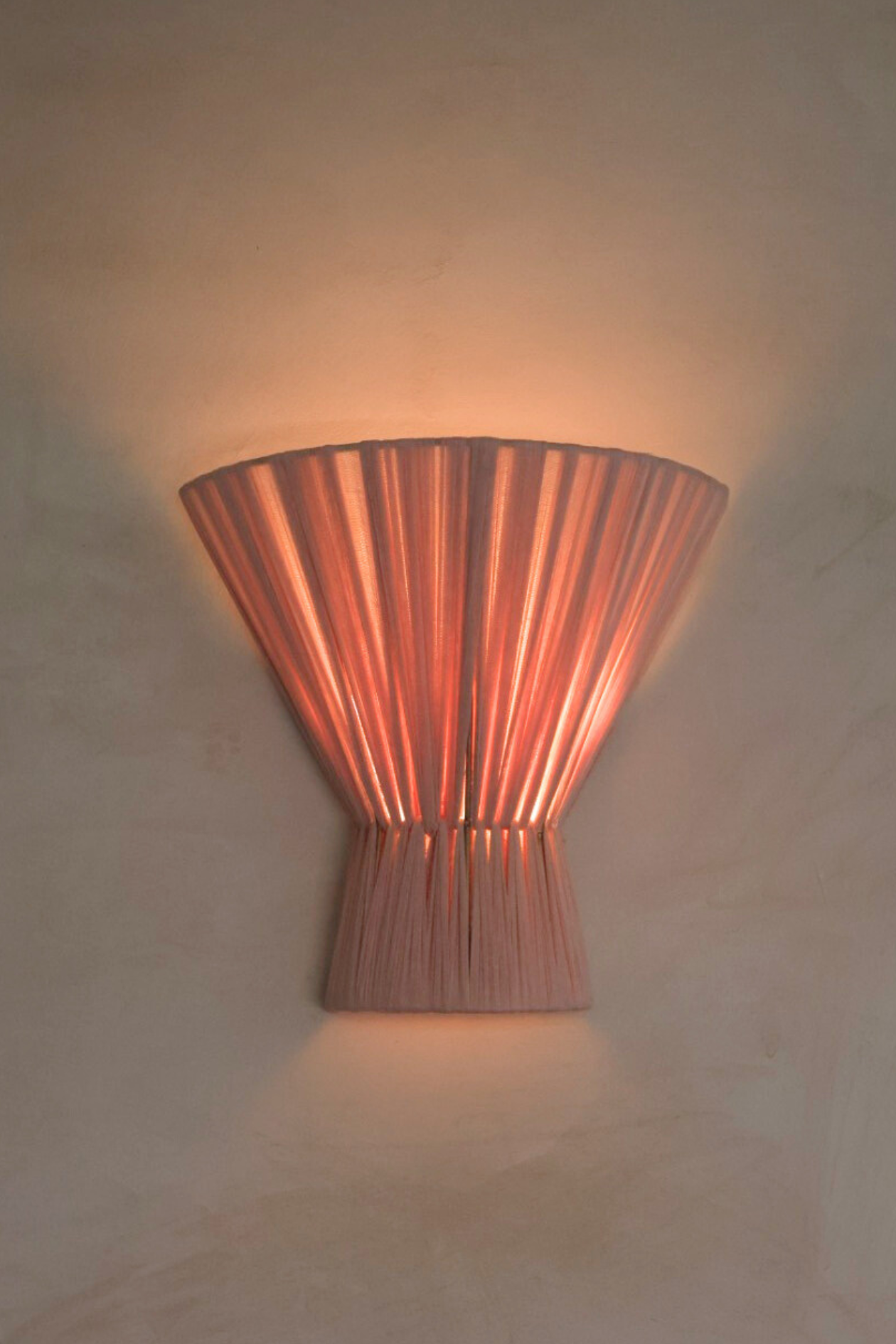 Flume Cloth Wall Light in Blush - Hardwired or Plug-In