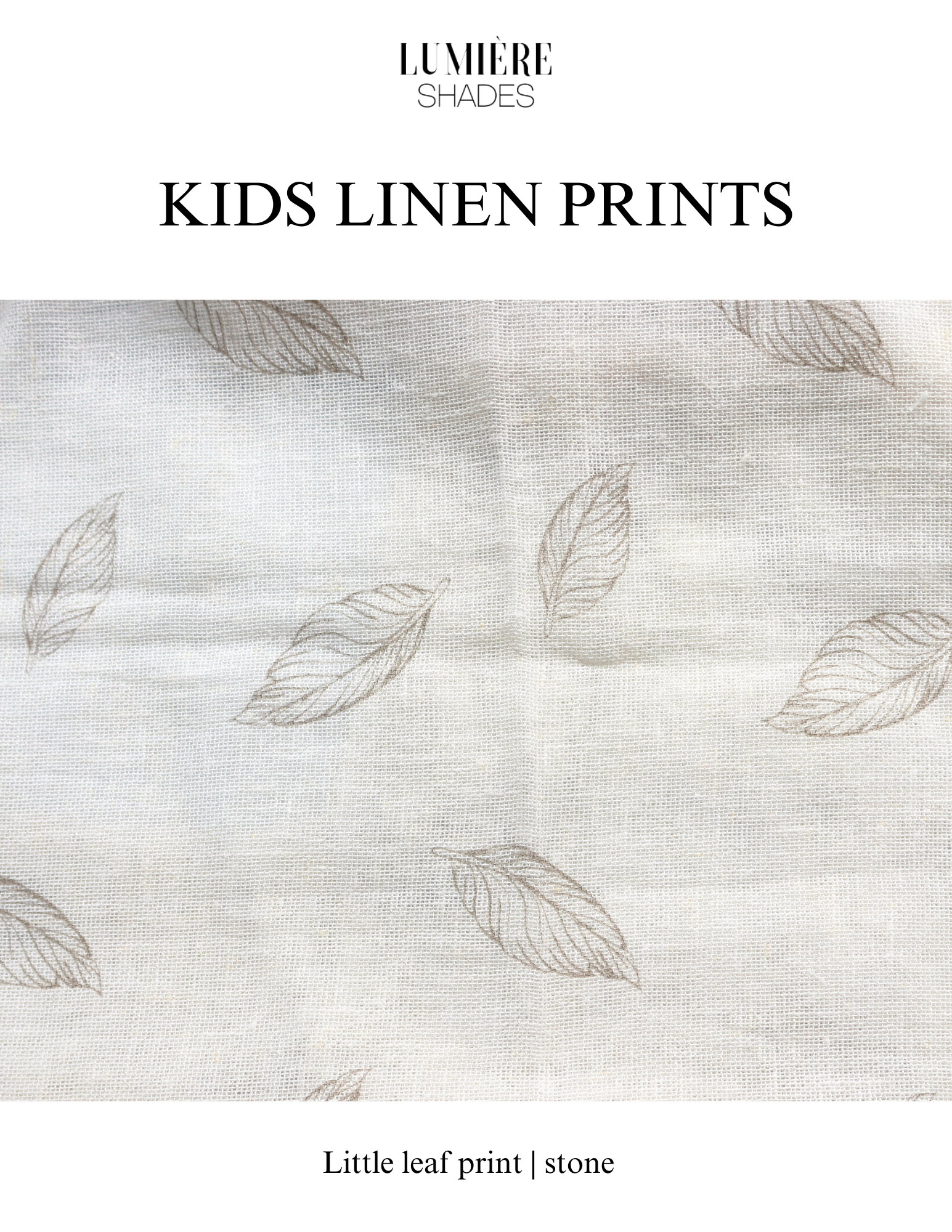 Little Leaf Prints Shade - Charcoal on Off-white Linen