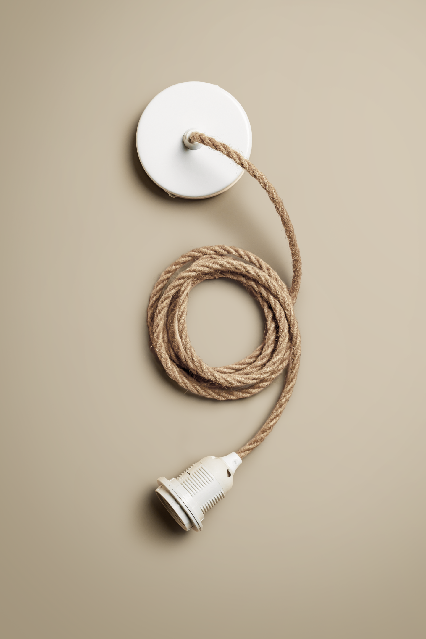 Ceiling pendant kit E27 - twisted jute-covered electrical cable (black/white)