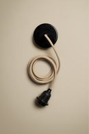 Ceiling pendant kit E27 - linen covered electrical cable (black)