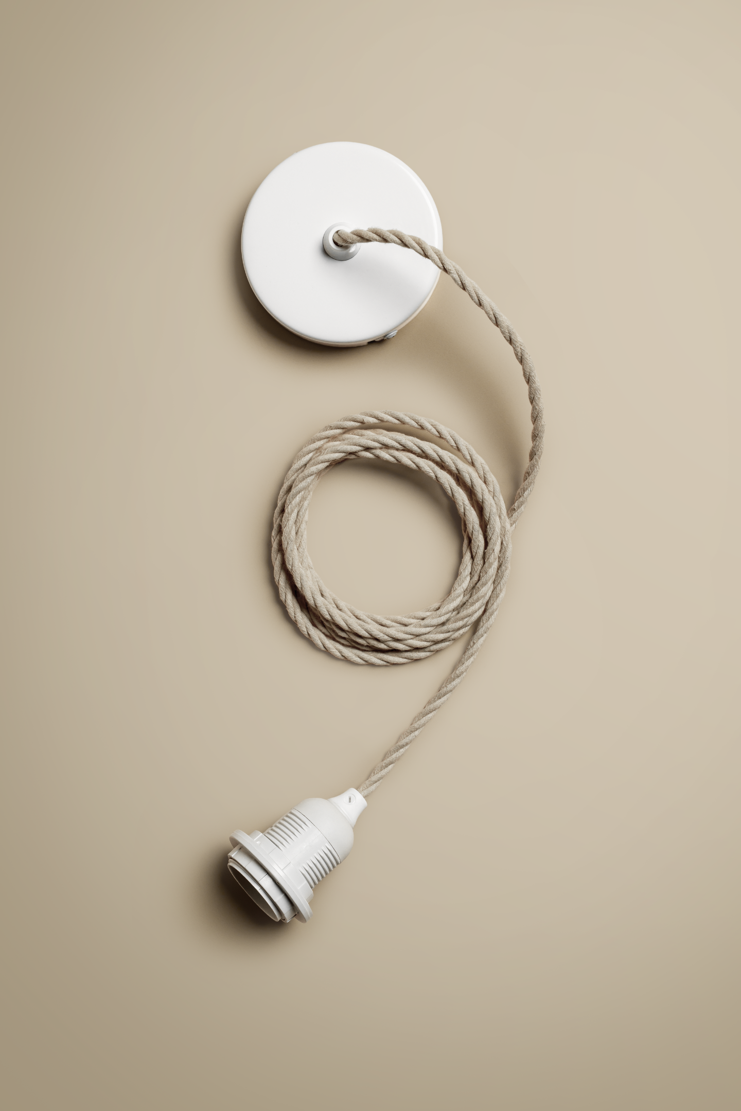 Ceiling pendant kit E27 - twisted linen-covered electrical cable (black/white)