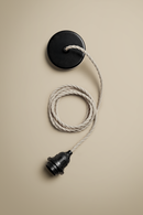 Ceiling pendant kit E27 - twisted linen-covered electrical cable (black/white)