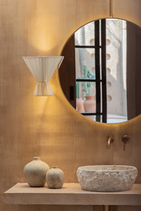 Flume Cloth Wall Light in Off-White - Hardwired or Plug-In