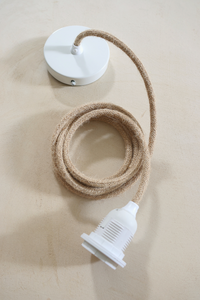 Ceiling Pendant Kit E27 - Jute covered electrical cable (White)