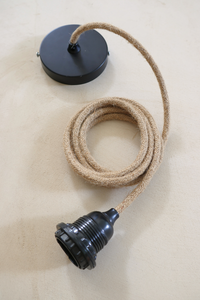 Ceiling Pendant Kit E27 - Jute covered electrical cable (Black)