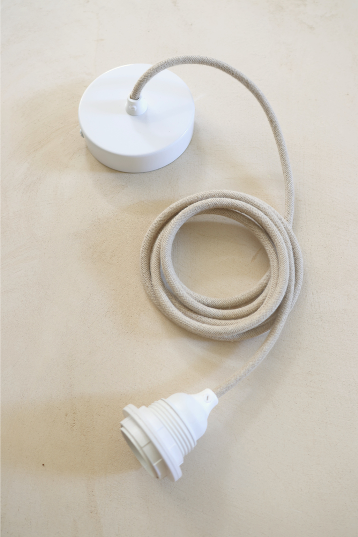 Ceiling Pendant Kit E27 - Linen covered electrical cable (White)