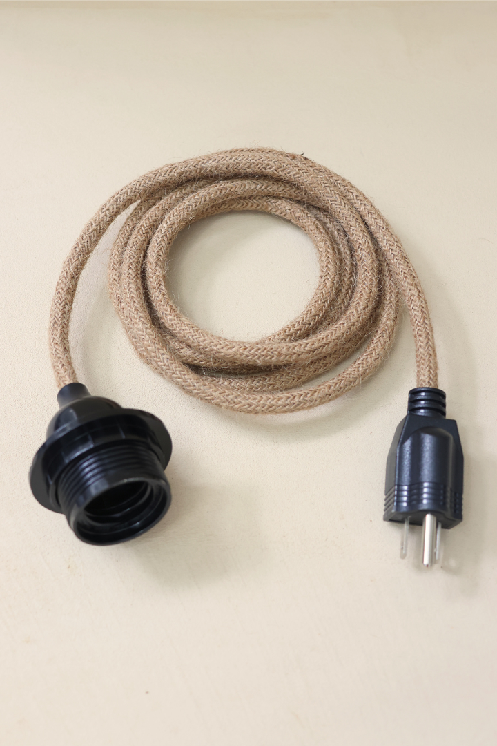 Jute Covered Plug-in Electrical Cable E27 | US, AU & EU Plugs